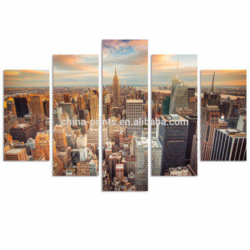 5 Panel New York City Canvas Print/Empire States Building Wall Art for Decoration/Contemporary Cityscape Canvas Artwork